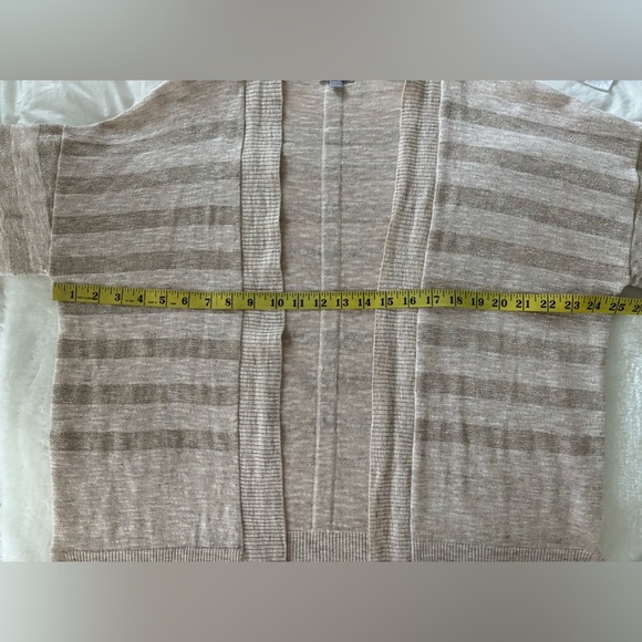 Pure collection linen blend striped cardigan beige tan sz US 6 - Picture 9 of 12